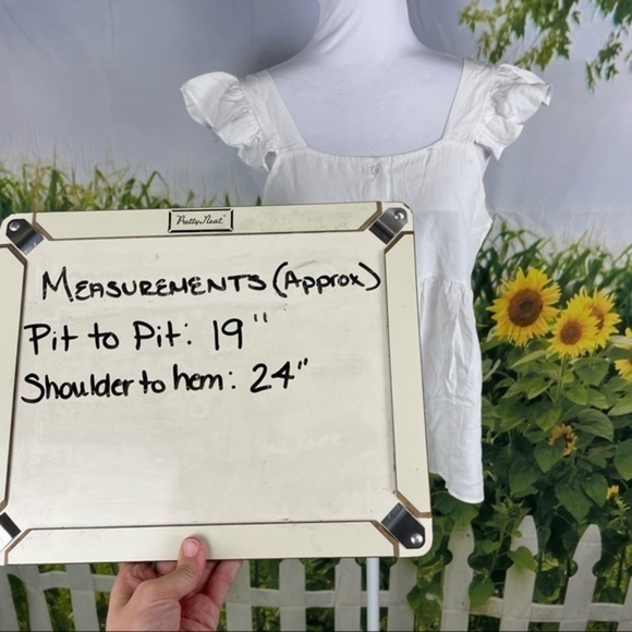 CAMISA White Ruffle Button Empire Waist Top Large - Picture 6 of 13